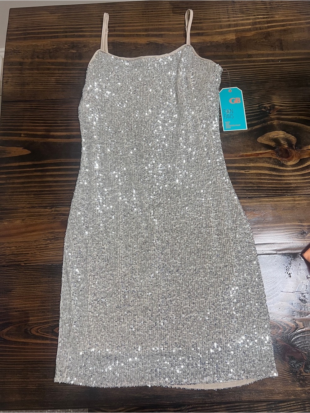 GB teen girls or women’s Silver Sequin Slip Dress